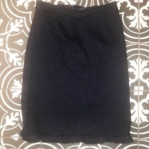 Gap Stretch Dark Denim Pencil Skirt Ruffle Trim